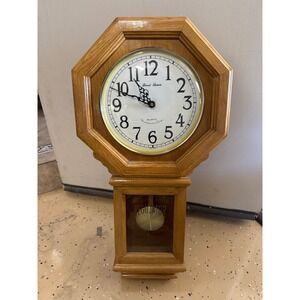 Daniel Dakota Regulator Wall Clock Oak Wood Quartz Westminster Chime Pendulum